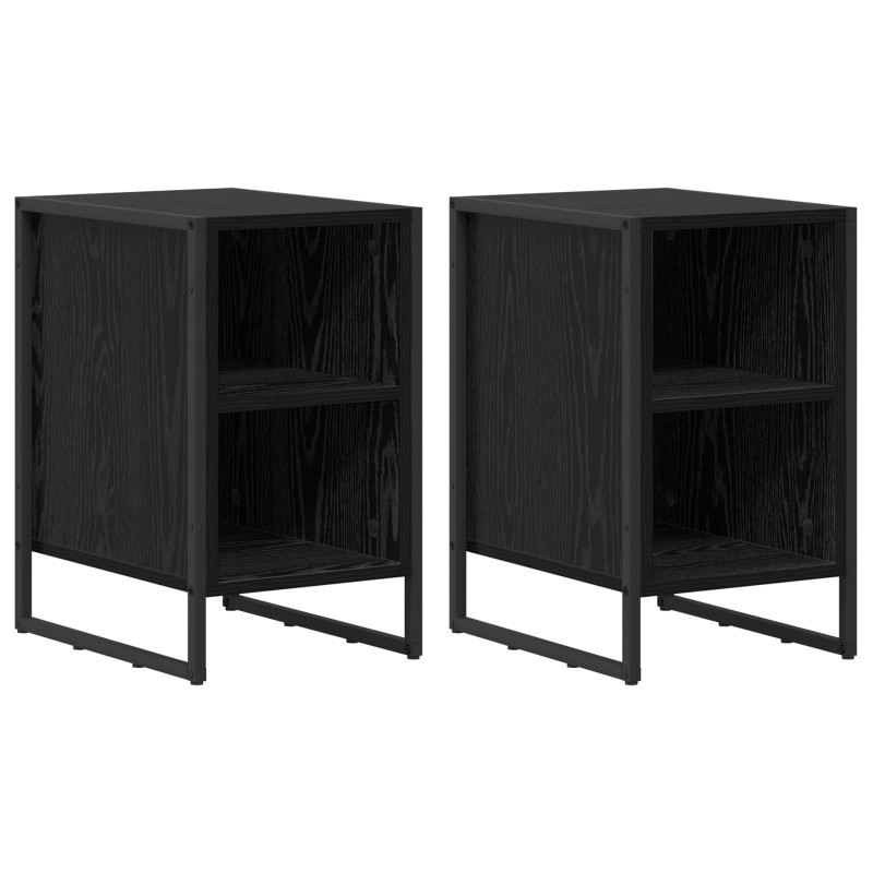 Stolik nocny 2 pcs Czarny Dąb 39.5 x 30 x 50 cm