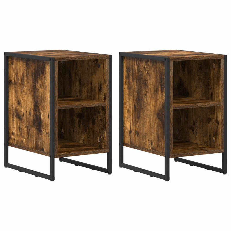 Stolik nocny 2 pcs Dąb Dymny 39.5 x 30 x 50 cm
