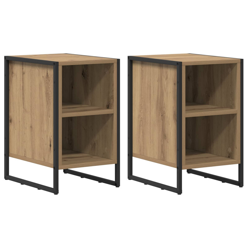 Stolik nocny 2 pcs Dąb rzemieślniczy 39.5 x 30 x 50 cm