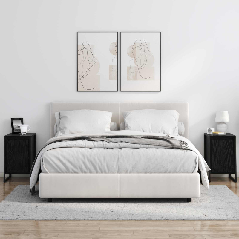 Stolik nocny 2 pcs Czarny Dąb 39,5 x 30 x 50 cm