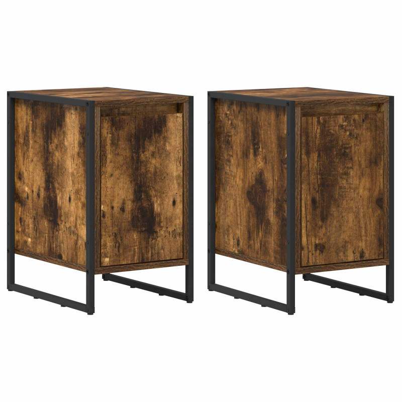 Stolik nocny 2 pcs Dąb dymny 39,5 x 30 x 50 cm