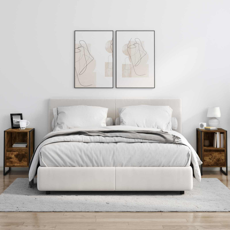 Stolik nocny z szufladą 2 pcs Dąb dymny 39,5 x 30 x 50 cm