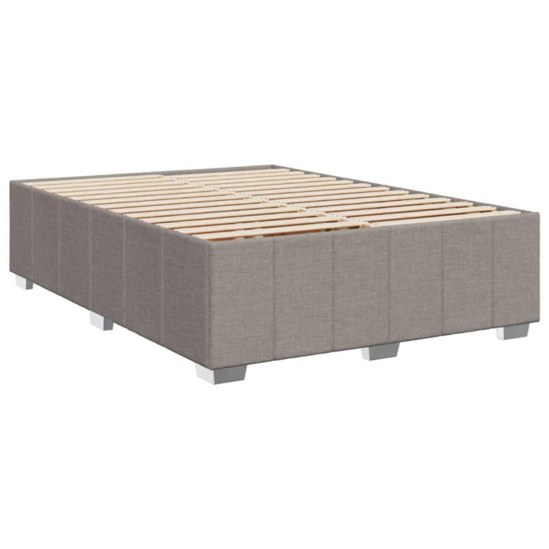 Rama łóżka bez materaca, taupe, 140x190 cm, obita tkaniną
