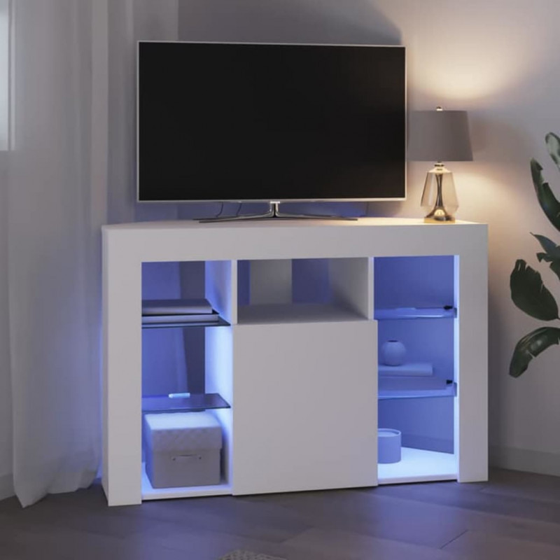 Kątowa szafka LED pod telewizor Biały 100x40x68cm