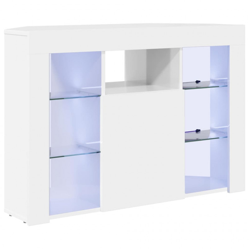 Kątowa szafka LED pod telewizor Błyszcząca biel 100x40x68cm