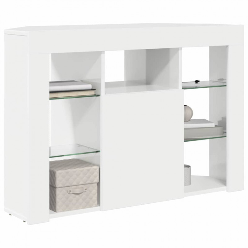 Kątowa szafka LED pod telewizor Błyszcząca biel 100x40x68cm
