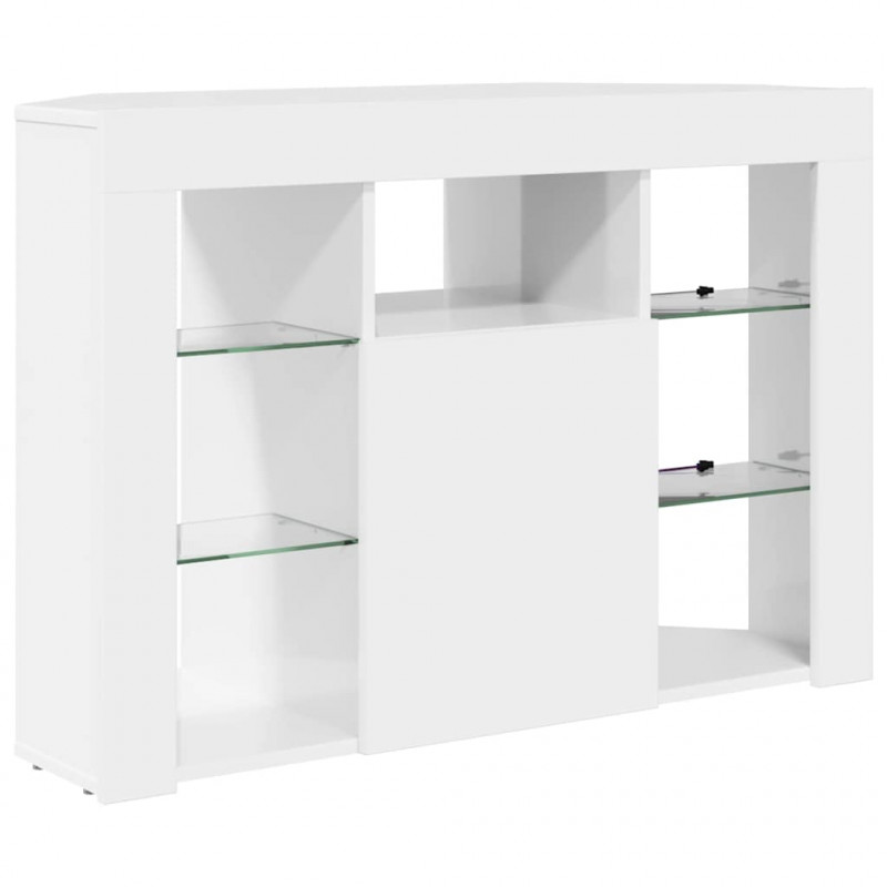 Kątowa szafka LED pod telewizor Błyszcząca biel 100x40x68cm