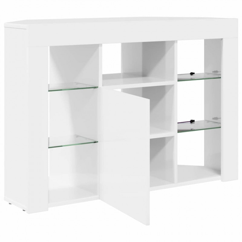 Kątowa szafka LED pod telewizor Błyszcząca biel 100x40x68cm