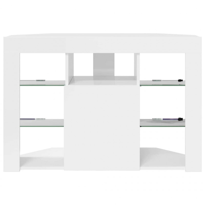 Kątowa szafka LED pod telewizor Błyszcząca biel 100x40x68cm