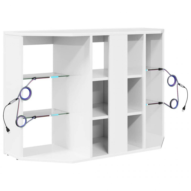 Kątowa szafka LED pod telewizor Błyszcząca biel 100x40x68cm