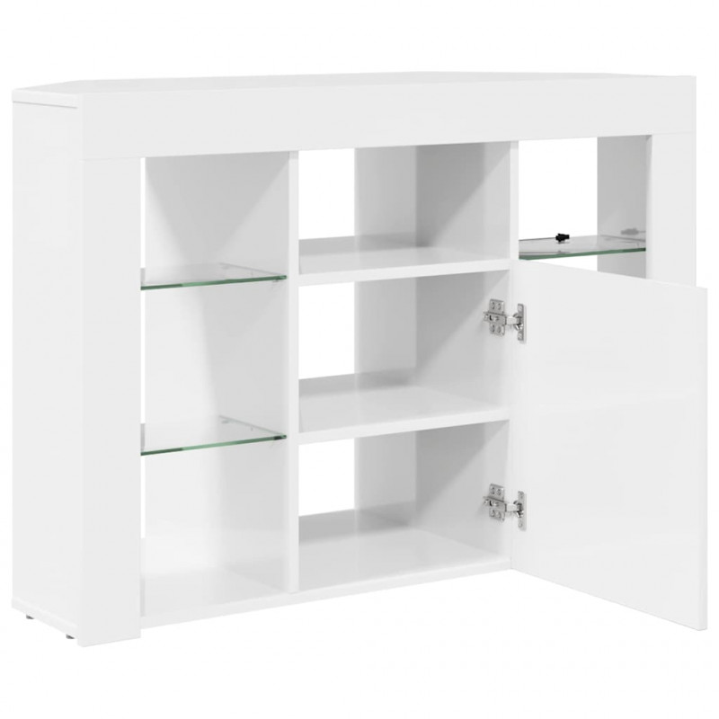 Kątowa szafka LED pod telewizor Błyszcząca biel 100x40x68cm