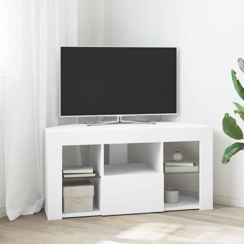 Kątowa szafka LED pod telewizor Biały 100 x 40 x 50 cm