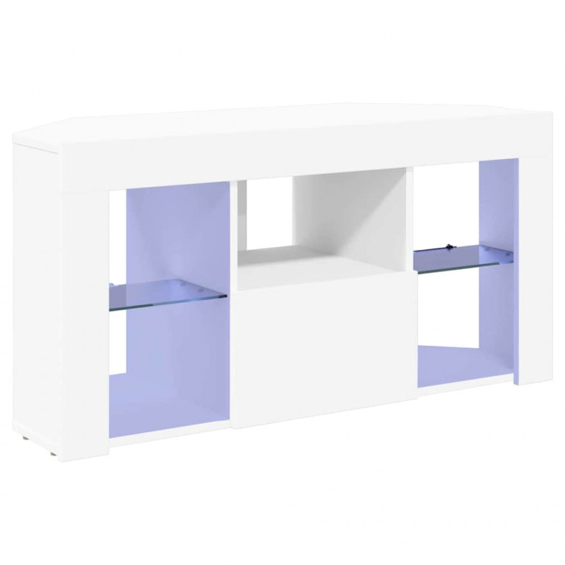 Kątowa szafka LED pod telewizor Biały 100 x 40 x 50 cm