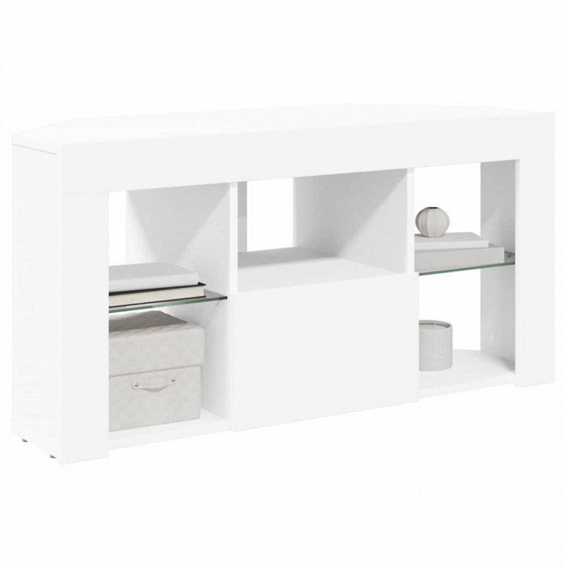 Kątowa szafka LED pod telewizor Biały 100 x 40 x 50 cm