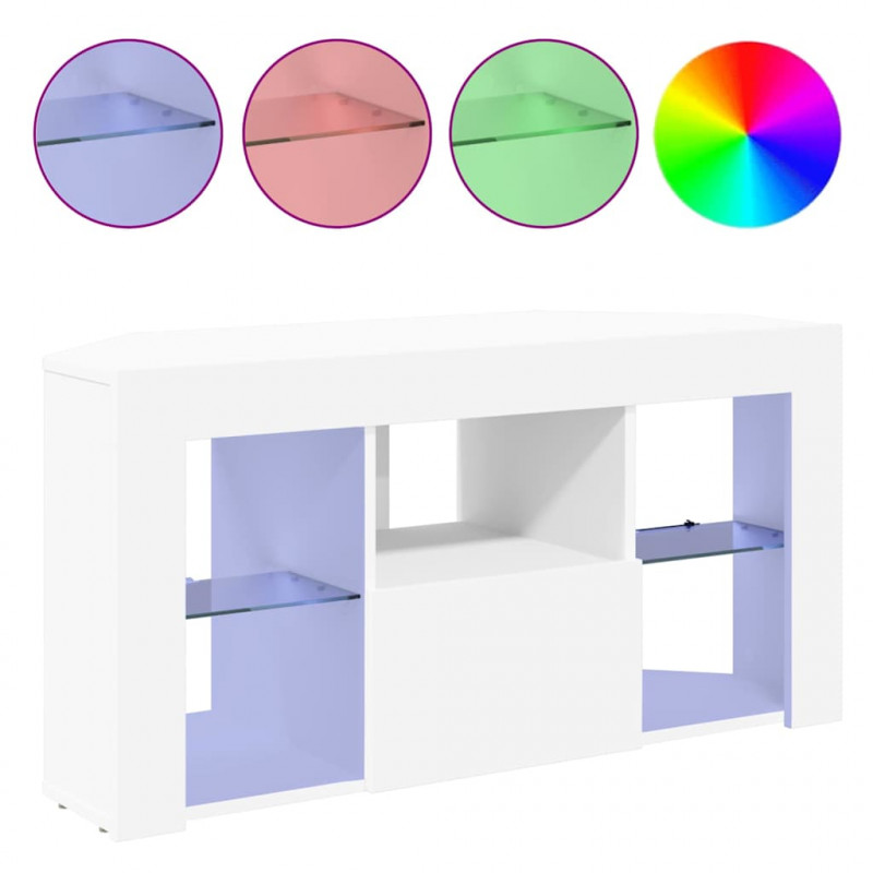 Kątowa szafka LED pod telewizor Biały 100 x 40 x 50 cm