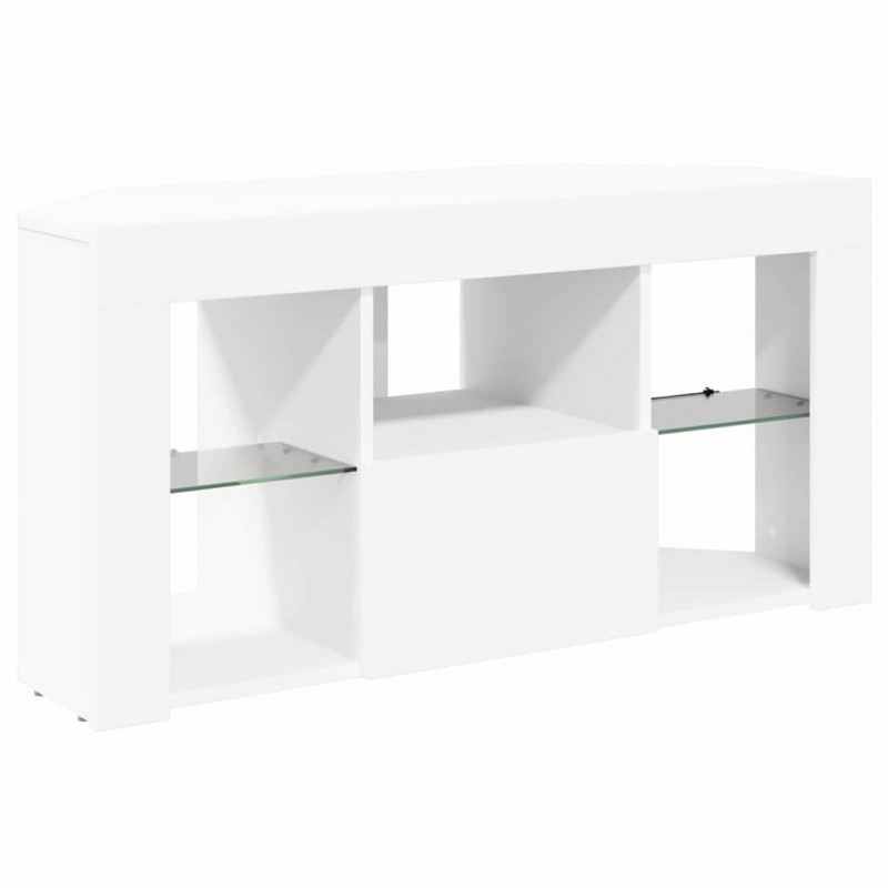 Kątowa szafka LED pod telewizor Biały 100 x 40 x 50 cm