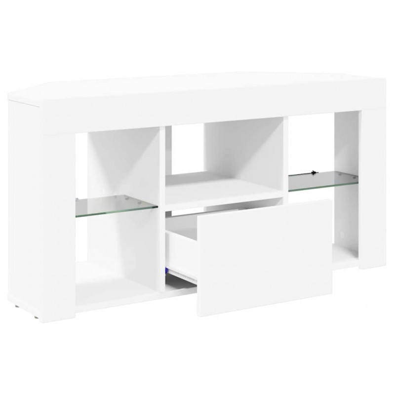 Kątowa szafka LED pod telewizor Biały 100 x 40 x 50 cm