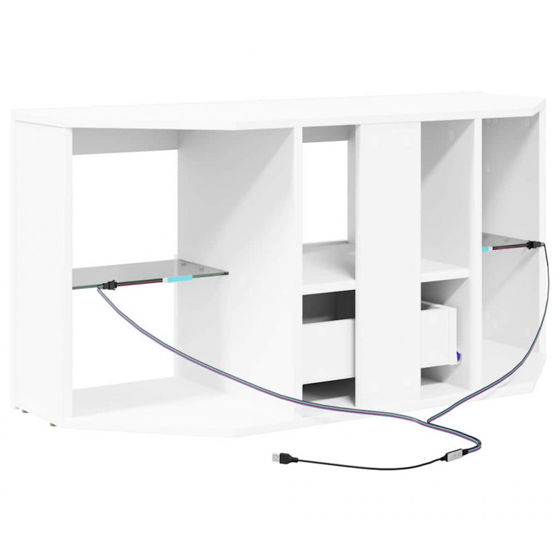 Kątowa szafka LED pod telewizor Biały 100 x 40 x 50 cm