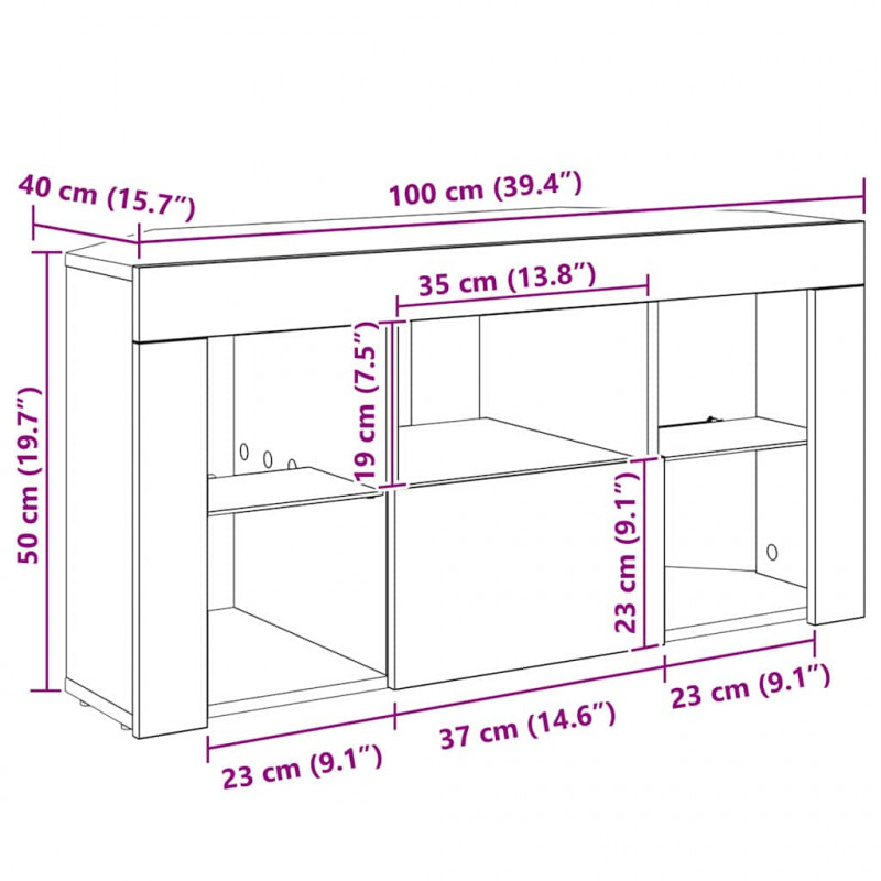 Kątowa szafka LED pod telewizor Czarny 100 x 40 x 50 cm