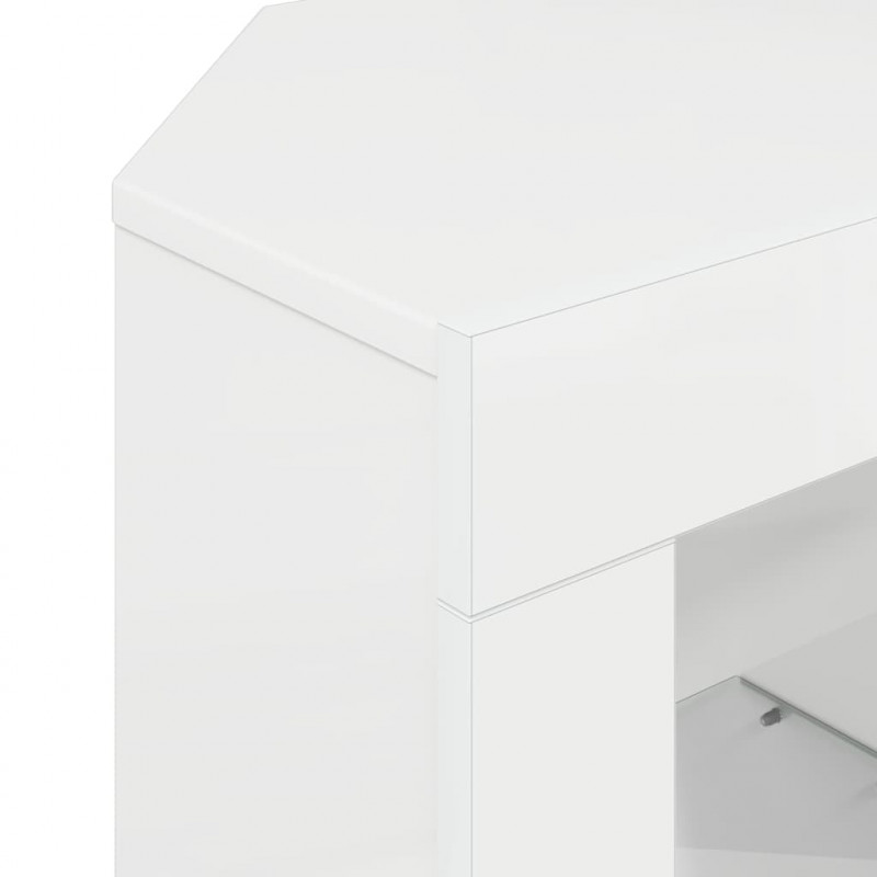 Kątowa szafka LED pod telewizor Błyszcząca biel