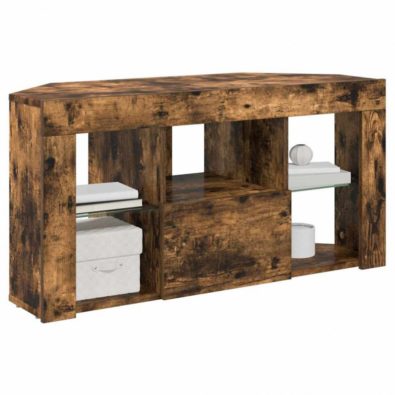 Kątowa szafka LED pod telewizor Dąb wędzony 100 x 40 x 50 cm