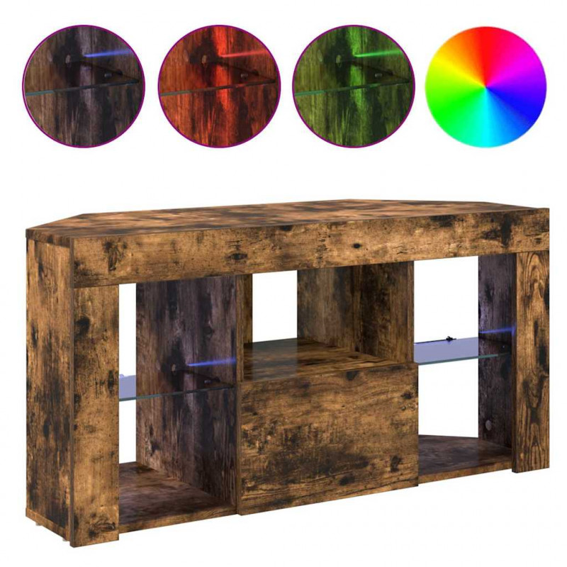 Kątowa szafka LED pod telewizor Dąb wędzony 100 x 40 x 50 cm