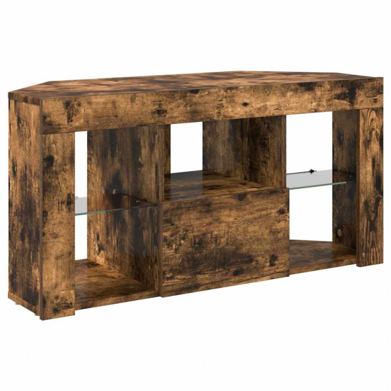 Kątowa szafka LED pod telewizor Dąb wędzony 100 x 40 x 50 cm