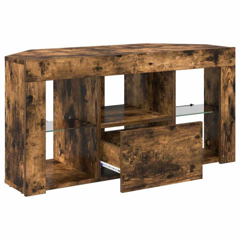 Kątowa szafka LED pod telewizor Dąb wędzony 100 x 40 x 50 cm