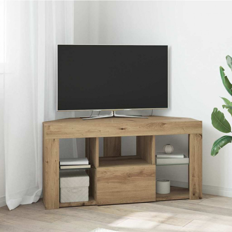 Kątowa szafka LED pod telewizor Dąb rzemieślniczy