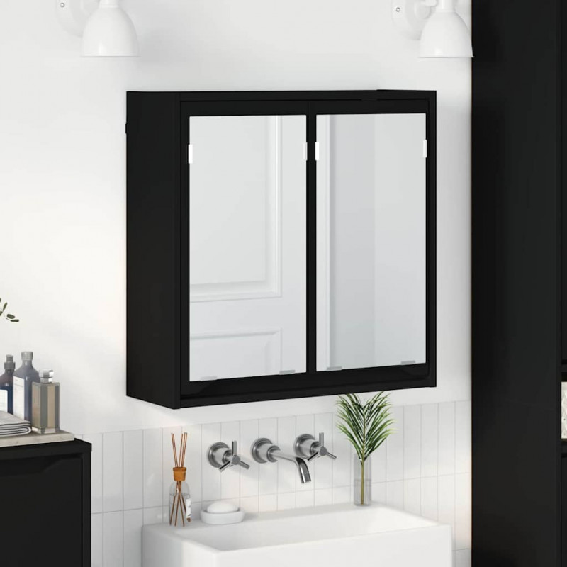 Szafka z lustrem do łazienki z półką Czarny 60 x 20 x 60 cm