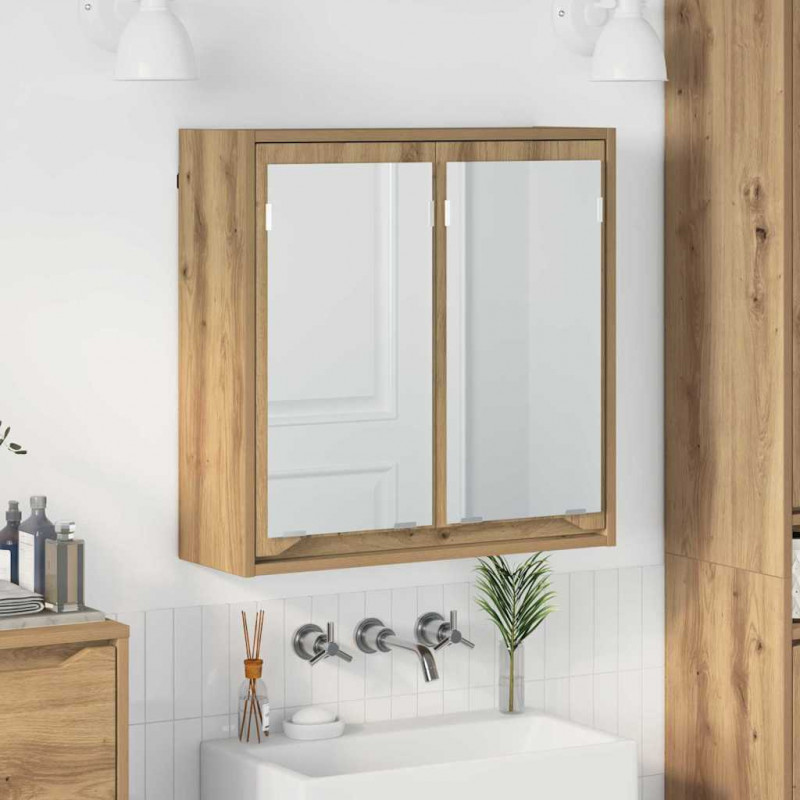 Szafka z lustrem do łazienki Dąb rzemieślniczy 60 x 20 x 60 cm