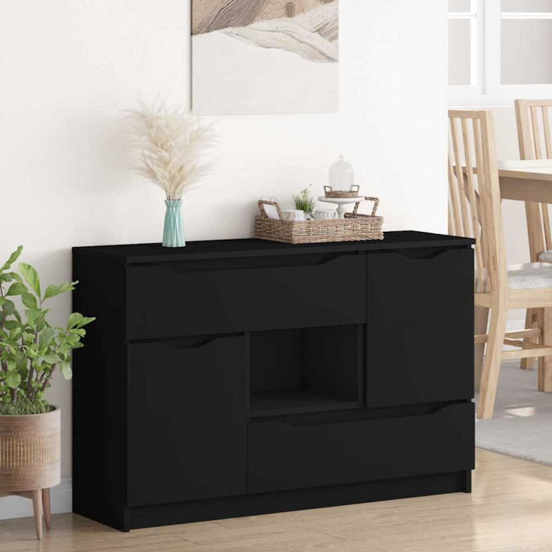 Bufet z szufladą Czarny 100 x 30 x 65,6 Materiał drewnopochodny