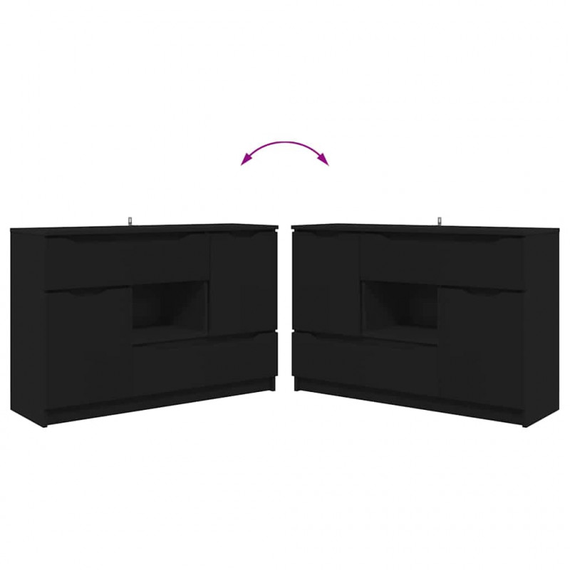 Bufet z szufladą Czarny 100 x 30 x 65,6 Materiał drewnopochodny