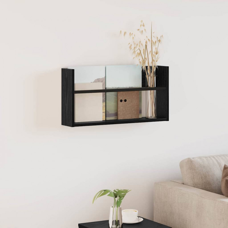 Regał na gazety z półką Czarny Dąb 60 x 12 x 30 cm