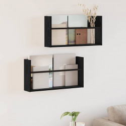 Regał na gazety z półką 2 pcs Czarny Dąb 60 x 12 x 30 cm