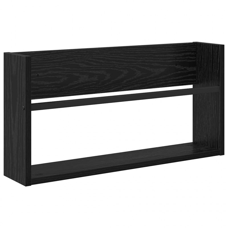 Regał na gazety z półką 2 pcs Czarny Dąb 60 x 12 x 30 cm