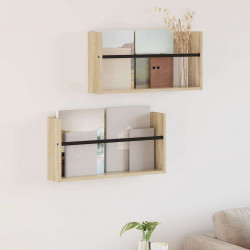 Regał na gazety z półką 2 pcs Dąb Sonoma 60 x 12 x 30 cm