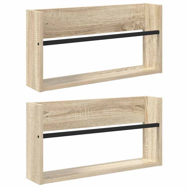 Regał na gazety z półką 2 pcs Dąb Sonoma 60 x 12 x 30 cm