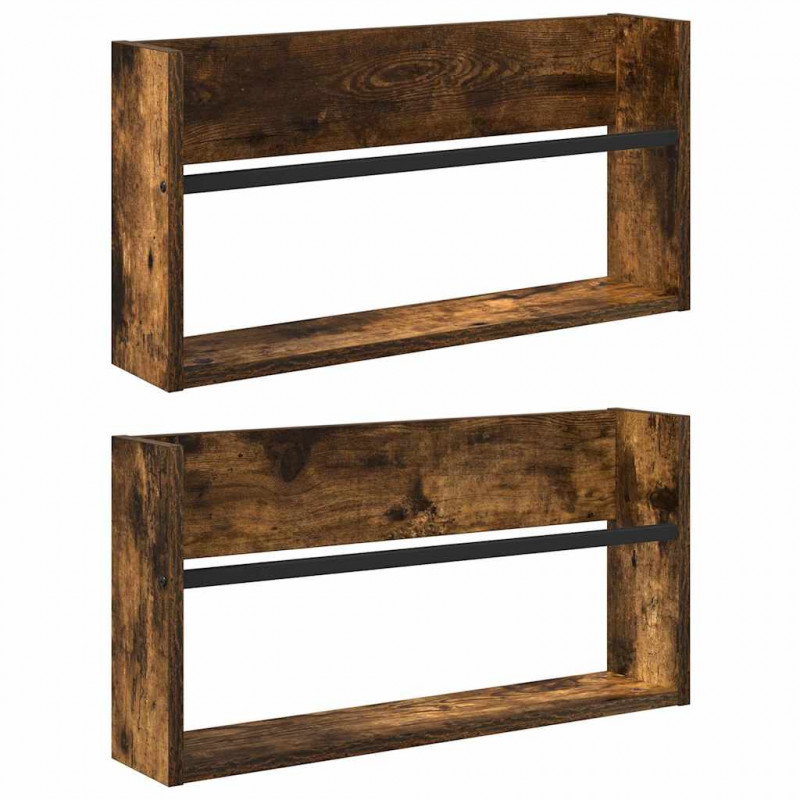 Regał na gazety z półką 2 pcs Dąb wędzony 60 x 12 x 30 cm