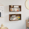 Regał na gazety z półką 2 pcs Dąb wędzony 60 x 12 x 30 cm