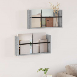 Regał na gazety z półką 2 pcs Szary Sonoma 60 x 12 x 30 cm