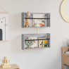 Regał na gazety z półką 2 pcs Szary Sonoma 60 x 12 x 30 cm