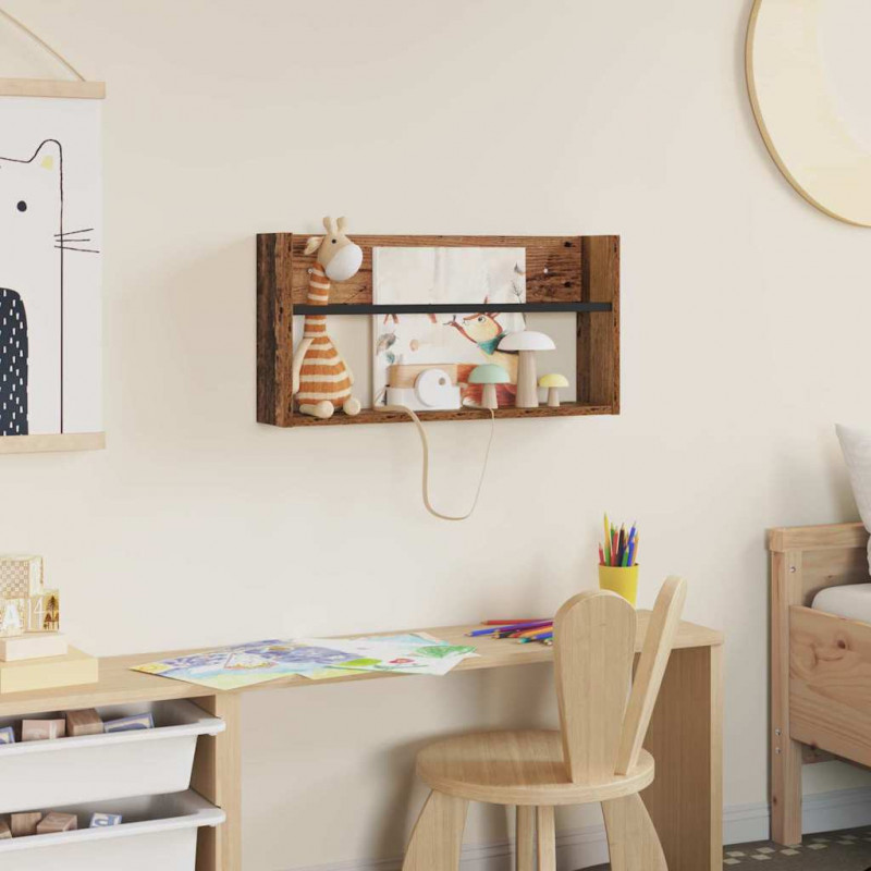 Regał na gazety z półką Stare drewno 60 x 12 x 30 cm