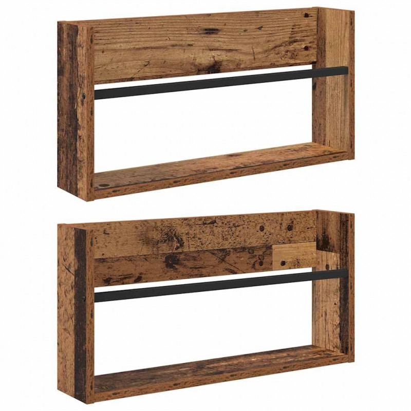 Regał na gazety z półką 2 pcs Stare drewno 60 x 12 x 30 cm