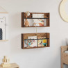 Regał na gazety z półką 2 pcs Stare drewno 60 x 12 x 30 cm