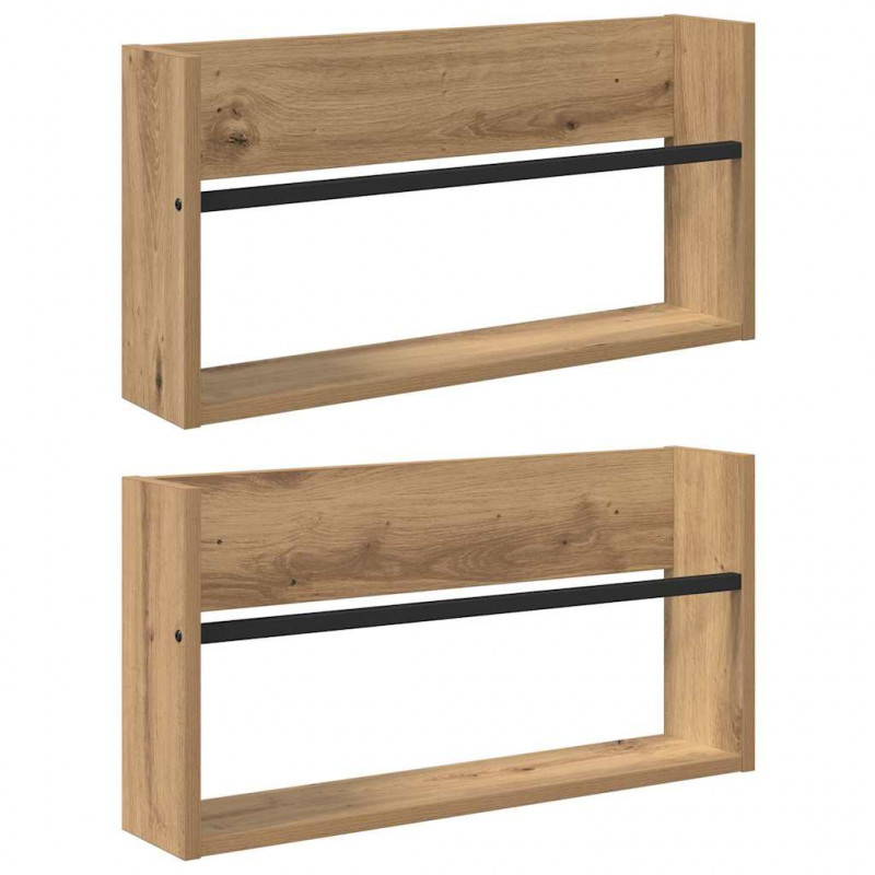 Regał na gazety z półką 2 pcs Dąb rzemieślniczy 60 x 12 x 30 cm