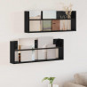 Regał na gazety z półką 2 pcs Czarny Dąb 80 x 12 x 30 cm