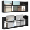 Regał na gazety z półką 2 pcs Czarny Dąb 80 x 12 x 30 cm