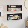 Regał na gazety z półką 2 pcs Czarny Dąb 80 x 12 x 30 cm