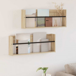 Regał na gazety z półką 2 pcs Dąb Sonoma 80 x 12 x 30 cm